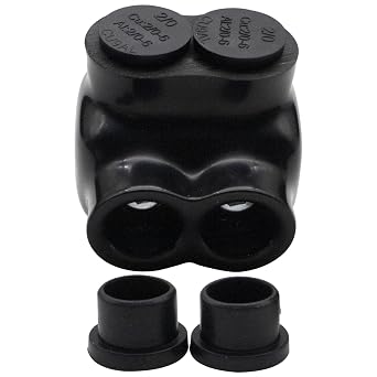 2 Port Splice Electrical Power Connector, Insulated Multi Tap Connectors, Insulated Wire Connectors, for Copper/Aluminum Wire, Pre-Filled with Oxidation Inhibitor 2/0-6AWG,1Pack