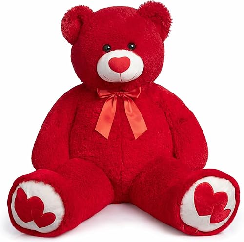 Miniatura 16 de HollyHOME Oso de peluche grande de San Valentín con corazón rojo para novia y niños, San Valentín, 36 pulgadas, color marrón