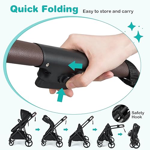 Miniatura 6 de BABY JOY Cochecito de bebé 2 en 1, cochecito convertible de paisaje alto con asiento reversible, red, toldo ajustable, soporte para tazas, cochecito