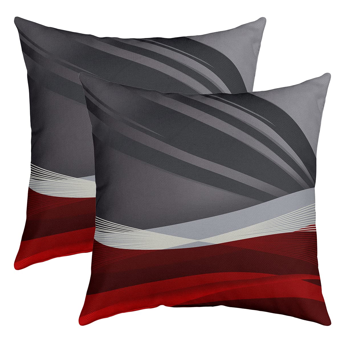 Housses de coussin géométriques réversibles rouge noir gris 45x45 cm