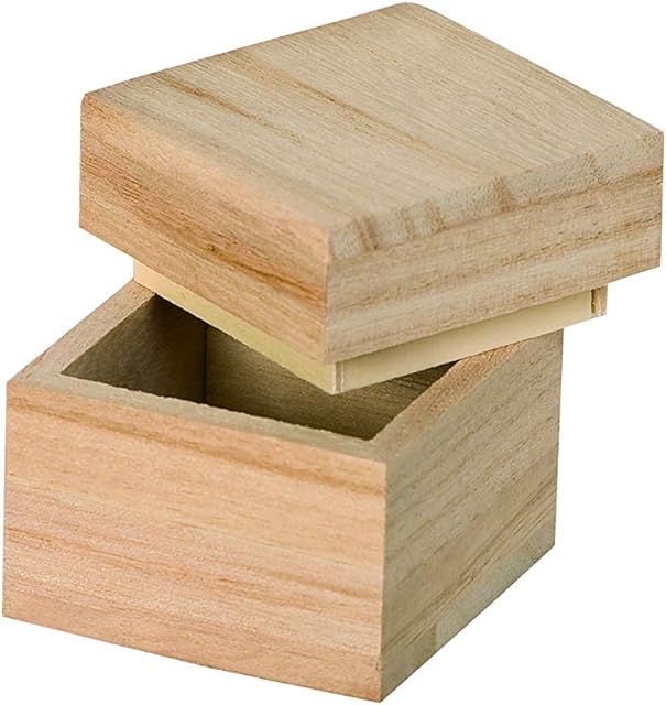 Artemio 5 x 5 x 5 cm Mini Wooden Box Square, Beige