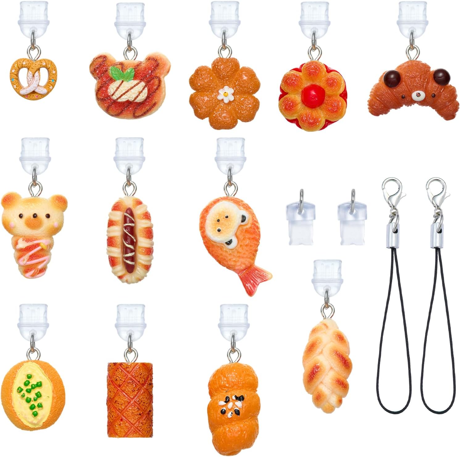 USB C Dust Plug Charms Type C for Kindle, Bread, 12Pcs