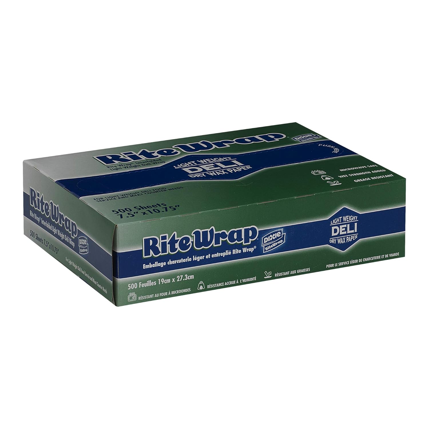 Georgia-Pacific Dixie Rite-Wrap Light-Weight Interfolded Dry Wax Deli Paper by GP PRO (Georgia-Pacific), RW86W, White, 10.75" W x 7.5" L, 6,000 Count (Case of 12 Boxes, 500 Sheets Per Box)