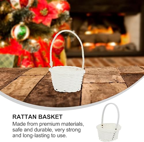 Miniatura 6 de DOITOOL 6 mini cestas tejidas con asas, mini cesta de frutas y verduras para dulces, mini cesta de flores para decoración de bodas, fiestas,