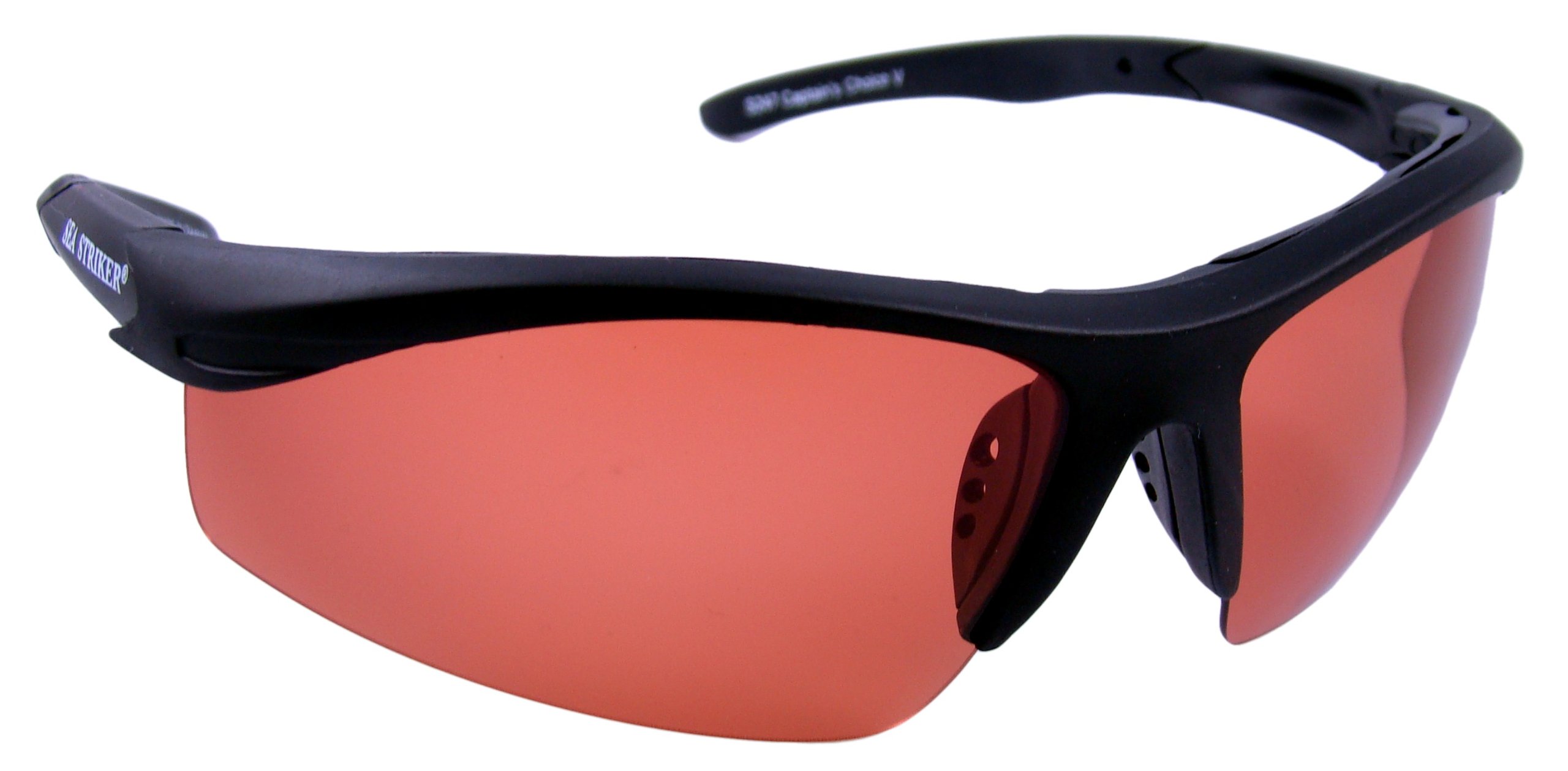 Sea StrikerCaptain's Choice Polarized Sunglasses with Black Frame and Vermillion Lens (Fits Medium to Large Faces)