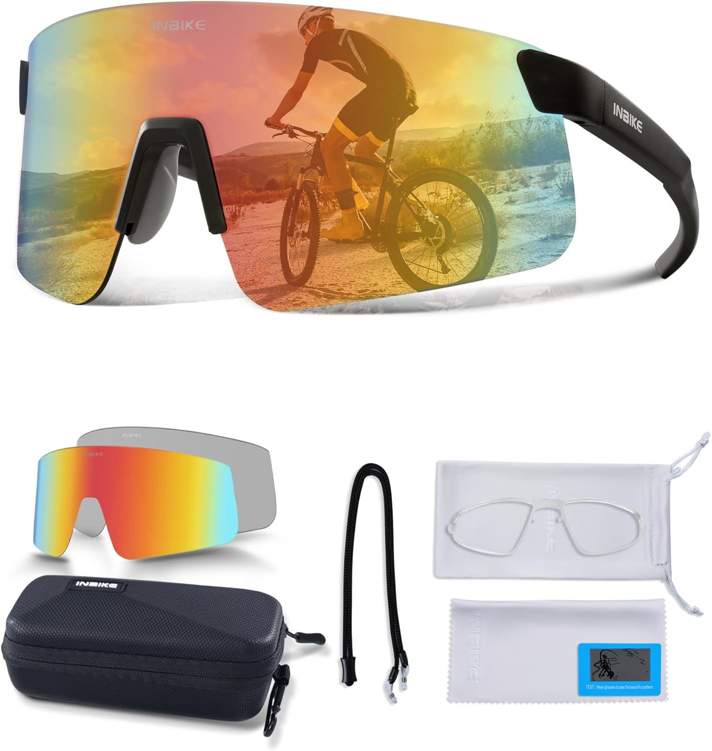 INBIKE Cycling Glasses for Men&Women, Polarized UV400 Protection Sports Sunglasses,TR90 for Road/Mountain Bike,Fishing