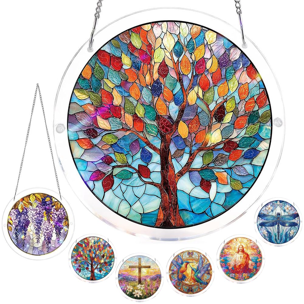 Acrylic Puzzles Suncatcher Window Hanging, Acrylic Puzzle for Adult, 83 Pieces Acrylics Jigsaw Puzzle Suncatcher, Colorful Flame Hummingbird Sun Catchers Window Hanging Panel (Style F)