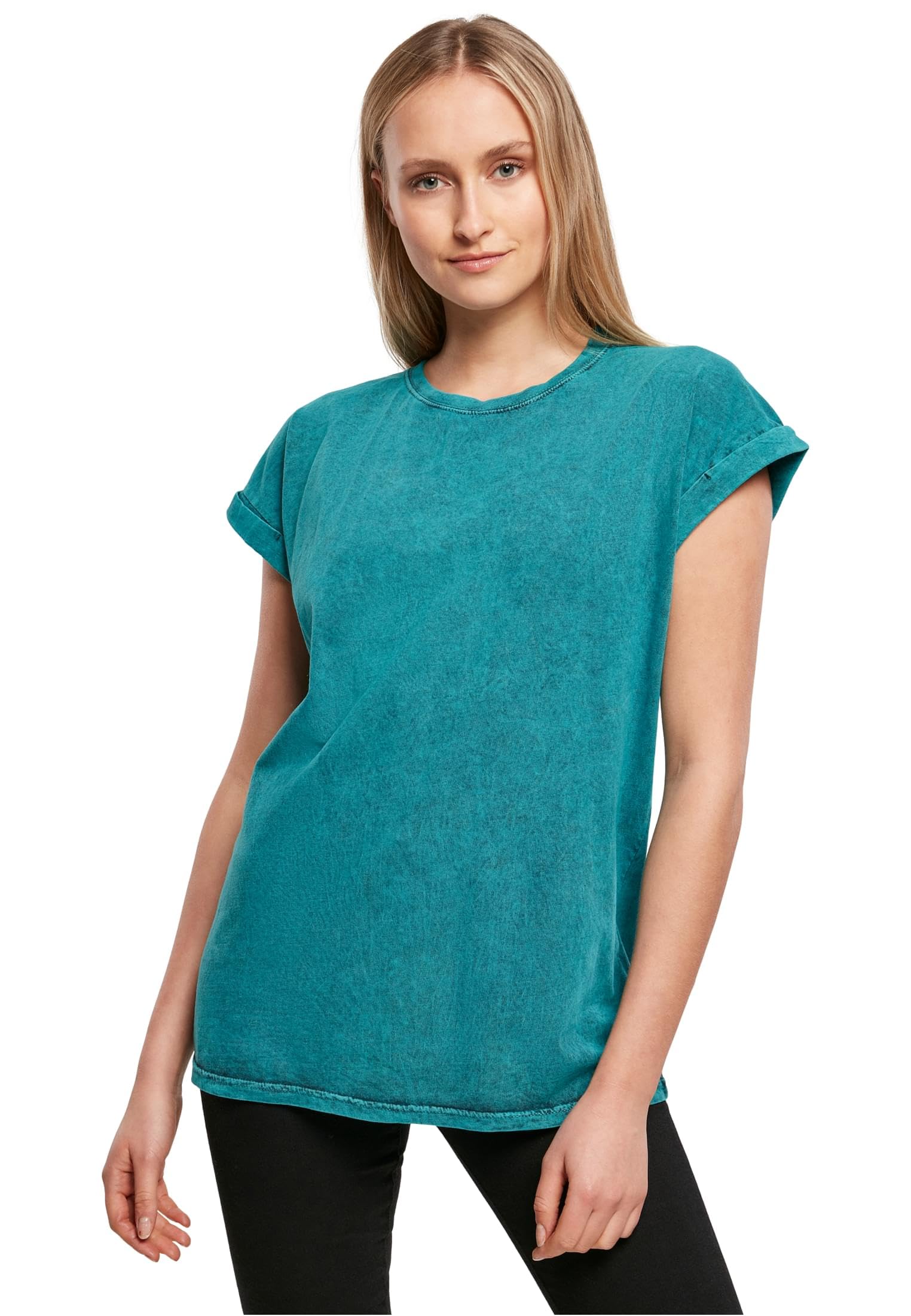 Build your Brand Women's T-Shirt, Teal Black, XXL