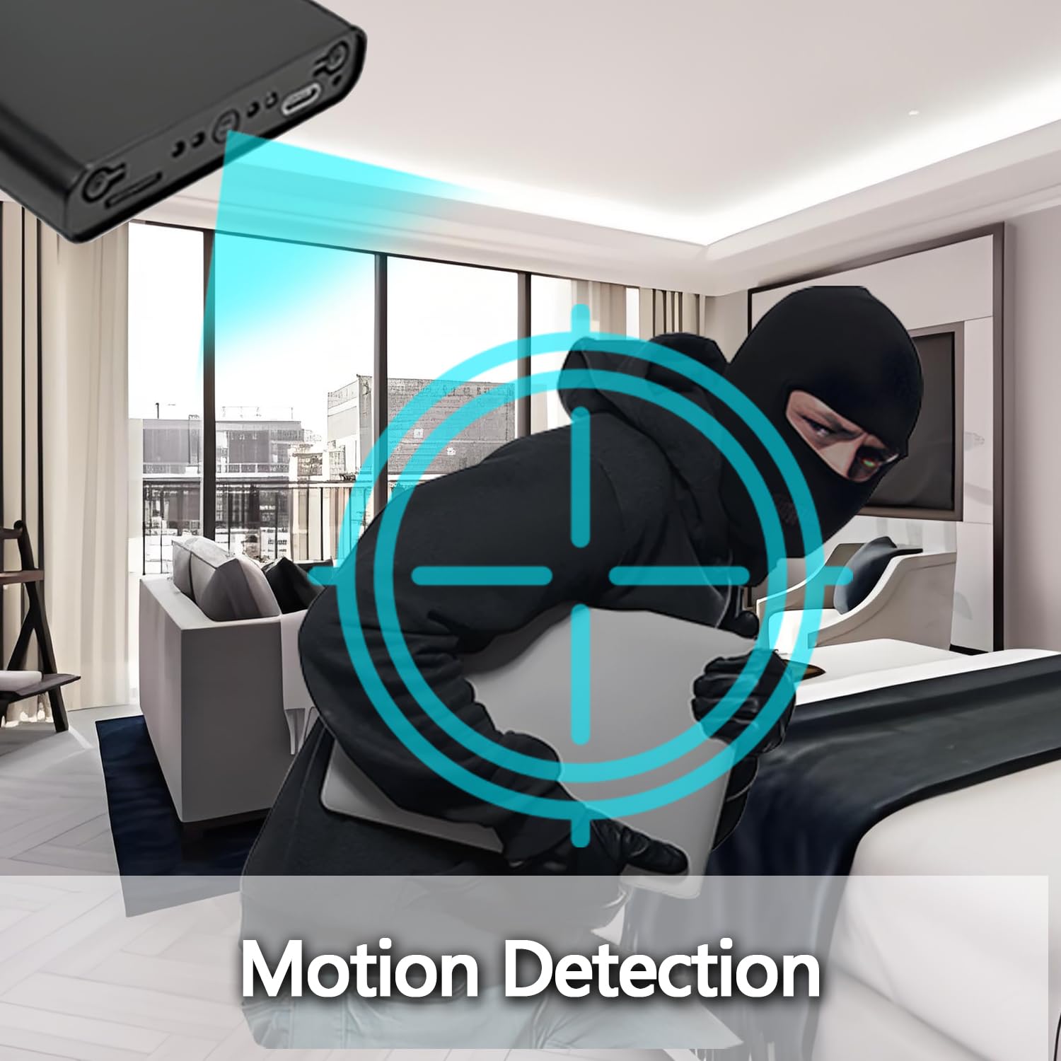 Caméra portable espion cachée, caméra de surveillance mini, caméra de sécurité chargeur portable 10 000 mAh 1080P Détection de mouvement - Vision nocturne automatique - Capteur de gravité