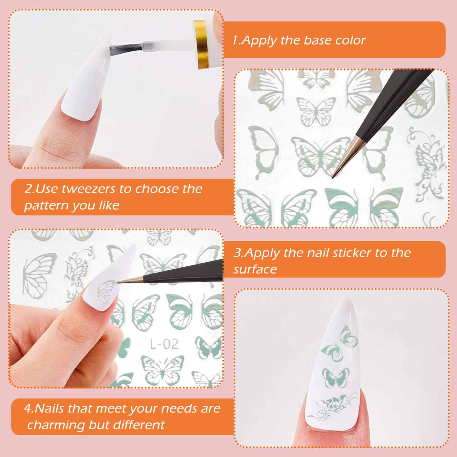 3 Set Adesivi Unghie Farfalle Autoadesivi E Decorazioni Per Manicure Te Per Unghie Gel Acriliche E Naturali Per E Personale 12 Fogli*3