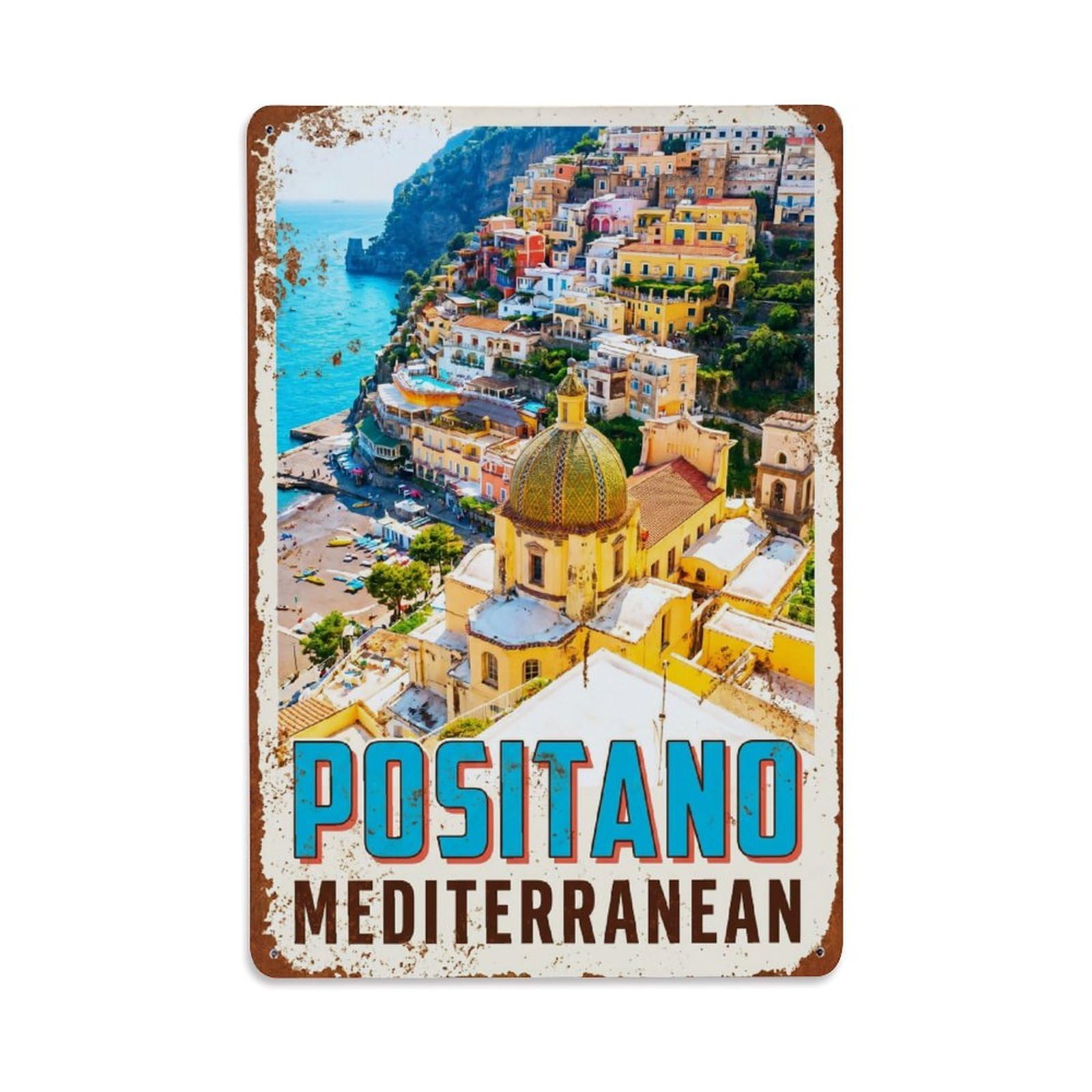 Vintage Travel Positano Italy Summit Metal Tin Sign
