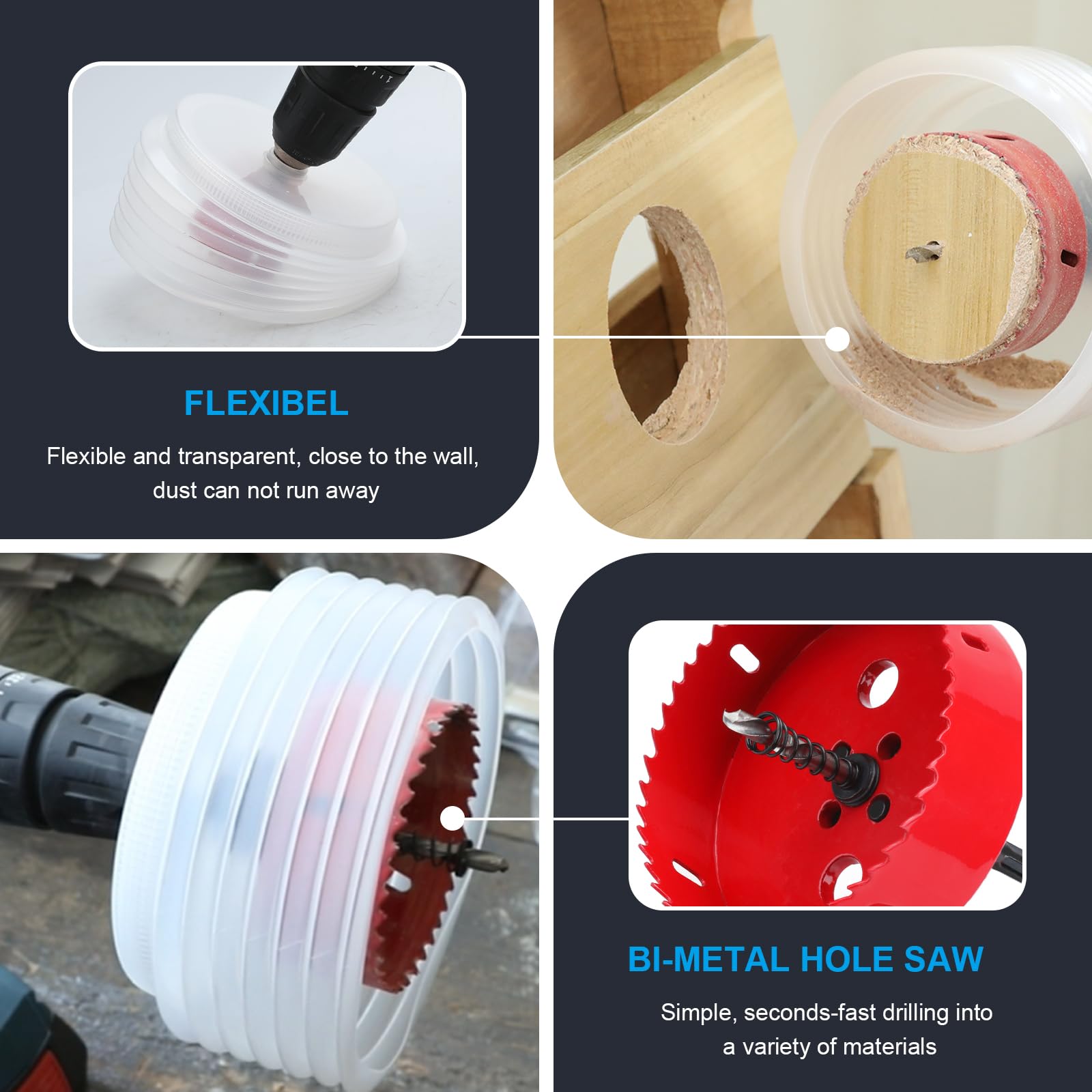 hsawbit 178mm Hole Saw Hole Cutter with Dust Collector - Image 4