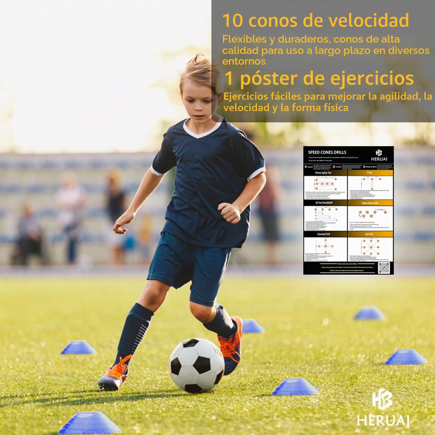 Juego de equipo de entrenamiento de velocidad de escalera de agilidad, escalera de velocidad de 20 pies, 4 obstáculos, 10 conos de velocidad, paracaídas para correr, equipo de entrenamiento de fútbol