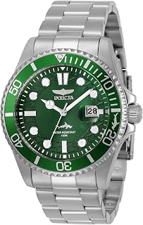 Invicta Men's Pro Diver Quartz Watch: Green Dial, Stainless Steel Band & 43mm Case, 100M Water Resistant Dive Style