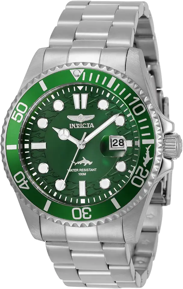 Relógio masculino de quartzo Pro Diver com pulseira de aço inoxidável, prata, 22 (modelo: 30020), Prata, 43 mm, Mergulhador