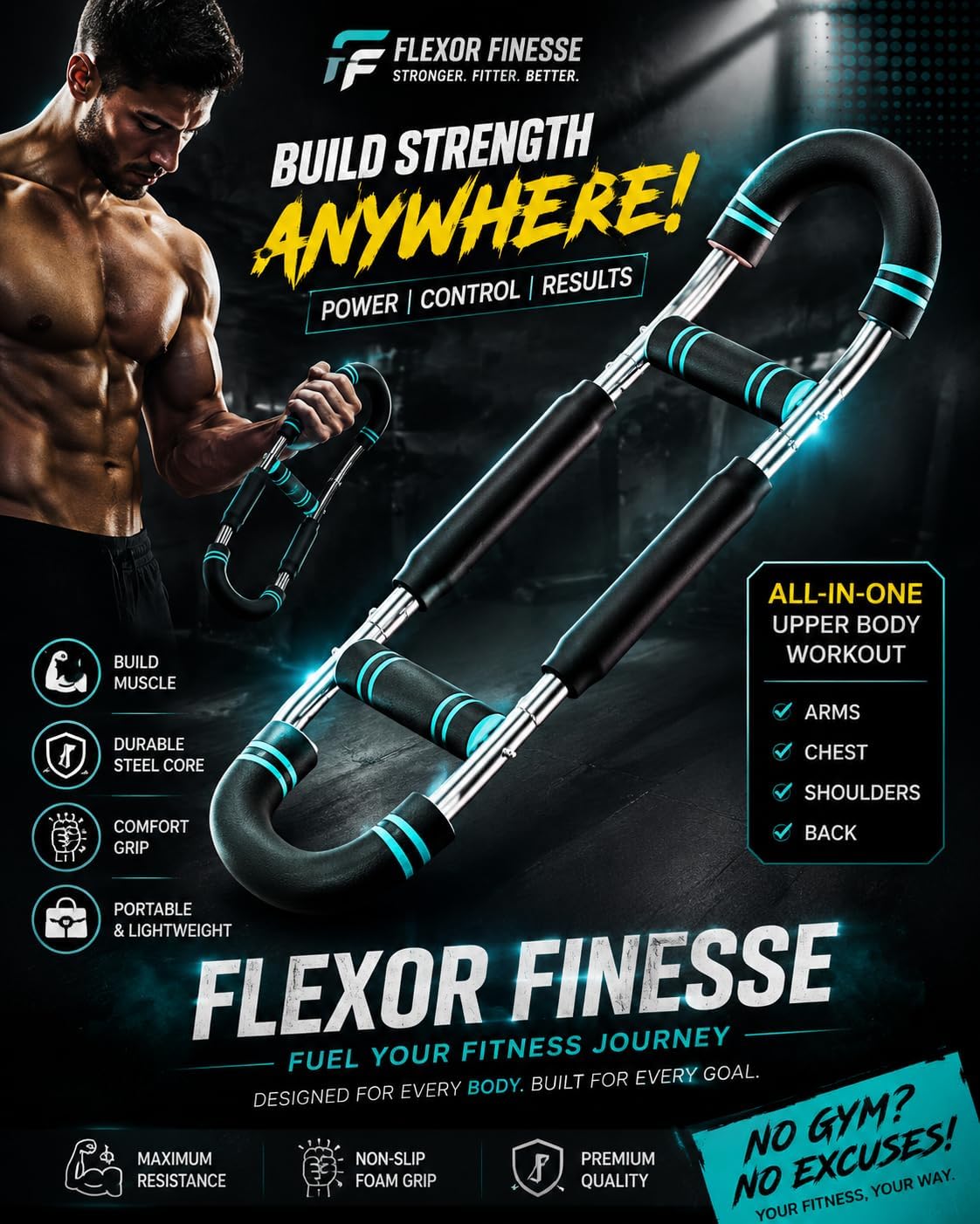 Twister Arm Trainer, 30-120 lbs Adjustable Twister Arm Chest Exerciser & Poster for Men & Women, Detachable Power Twister Home Fitness Equipment for Enhancing Upper Body Muscle
