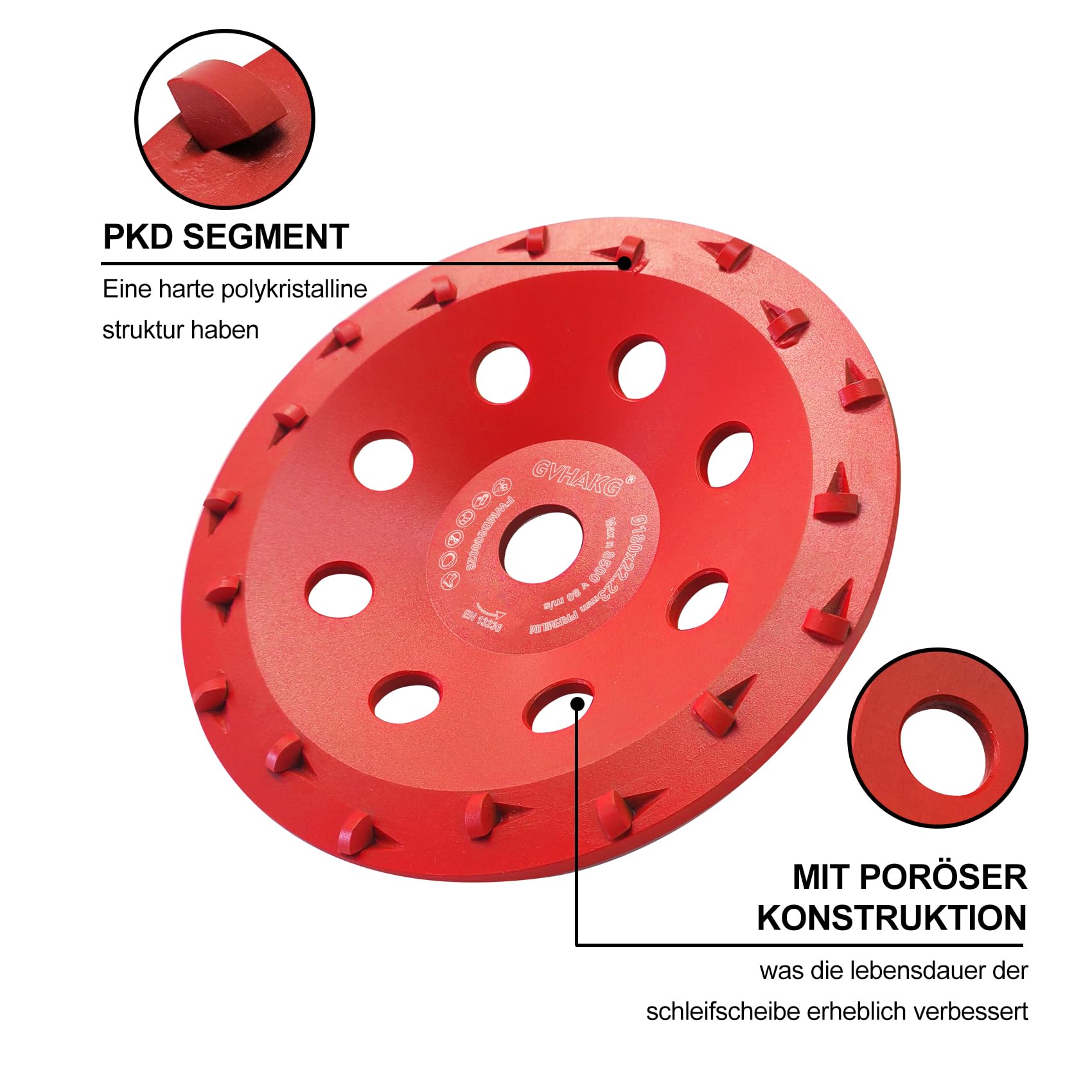 PKD Disque abrasif 180 mm avec 18 segments (180 x 22,23 mm)
