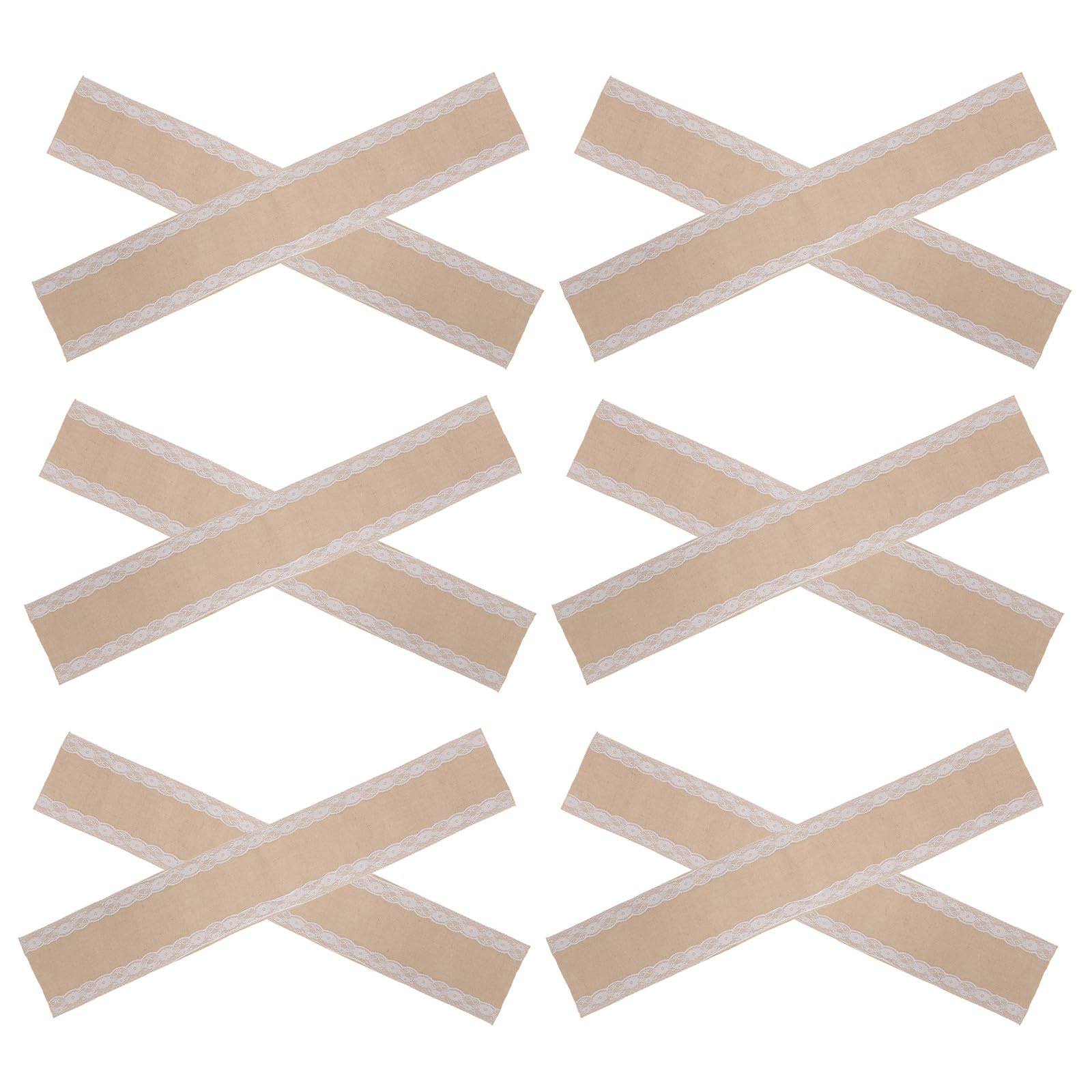 VOSAREA 12 Pièces Chemin de Table et Résistant Déformation en Lin Rustique 30 X 178 Cm Bordure Blanche, Lavable en Machine pour Mariage et Réception