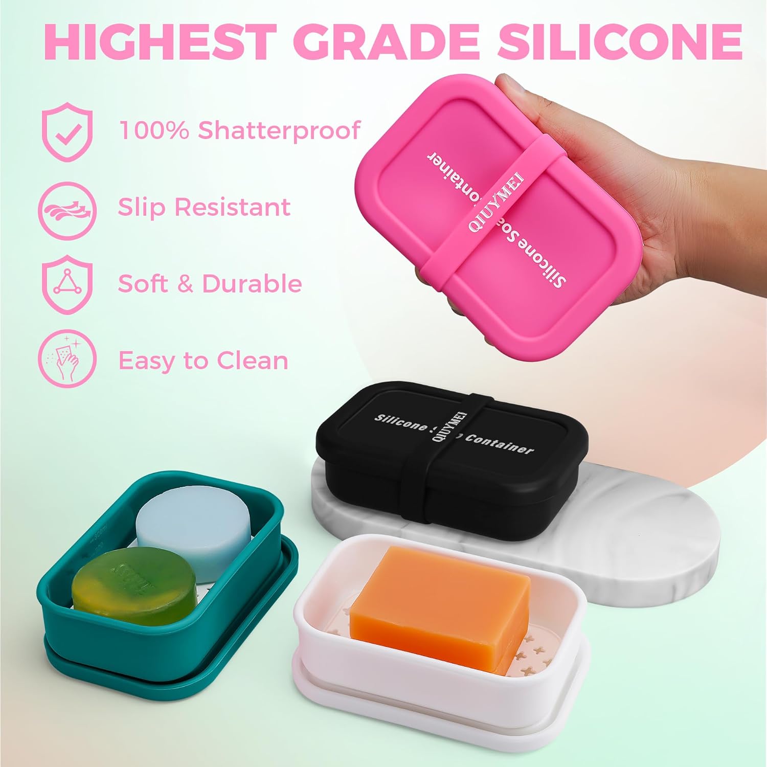 Silicone Soap Holder， Enhanced Leak-Proof Travel Soap Container with