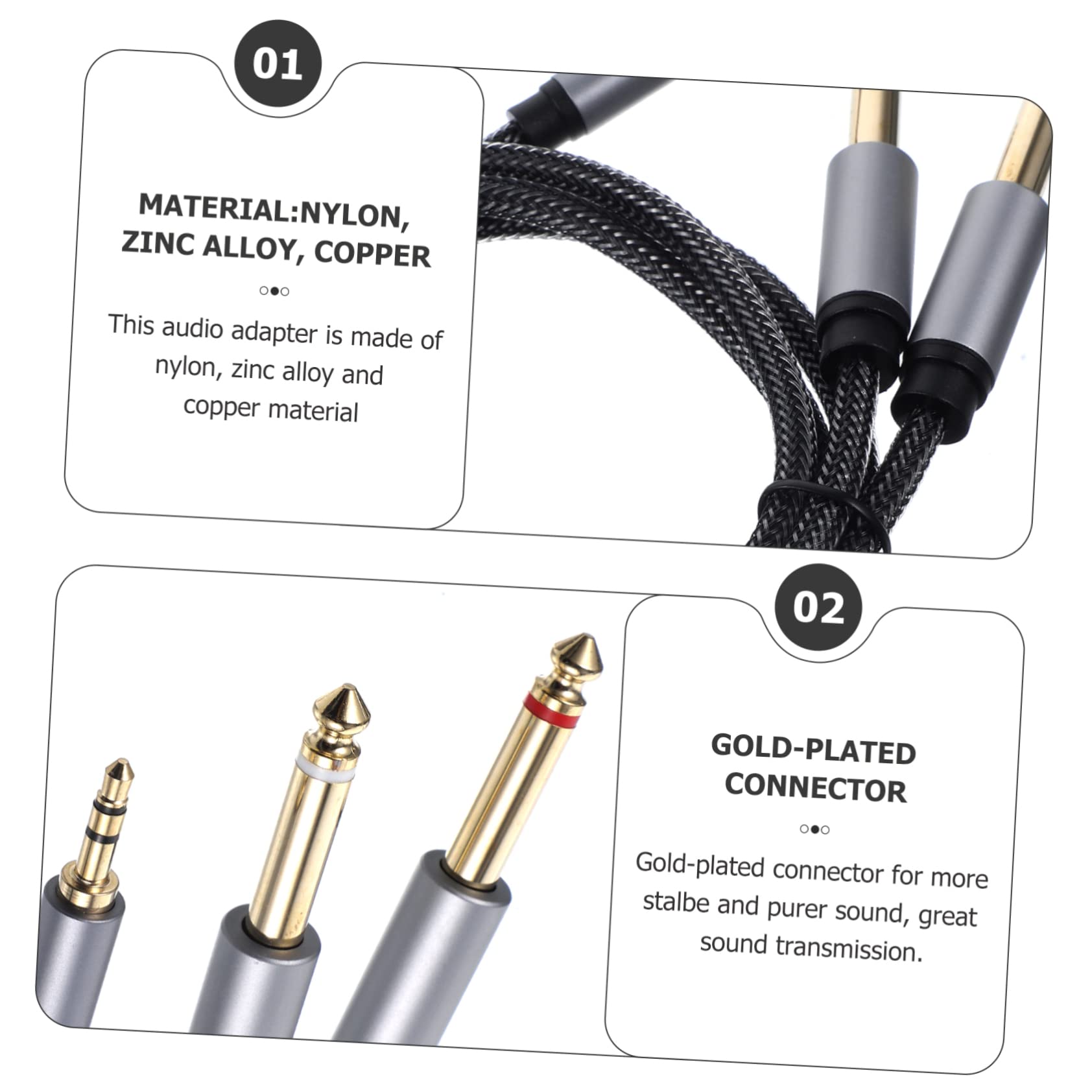 Angoily 5st Kabelverteilerleitung Splitter Für Audiokabel Patch-kabel Stereo-buchse Auf 2 Mono-buchsen 1/8 Auf 1/4 Adapter Kopfhörer-splitter Gitarrenverstärkerkabel Zinklegierung