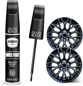 Tinta de retoque de borda preta brilhante - Kit de reparo de roda, reparo rápido e fácil de arranhões na roda, tinta de aro para reparo de roda de carro (preto brilhante)