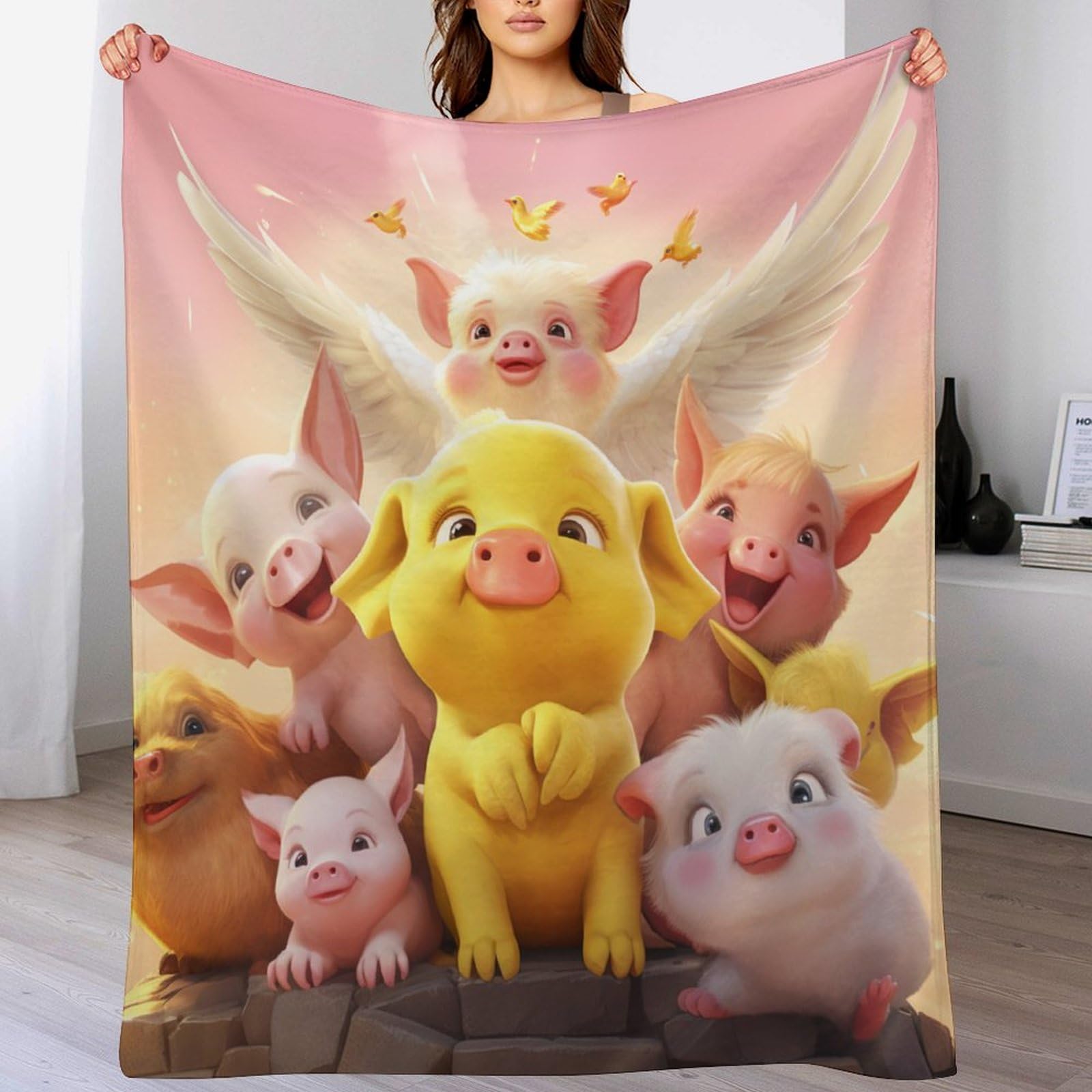 Couverture lit cochon mignon jeté de canapé en flanelle 3D et couvre-lit polaire 70x80