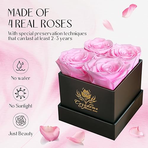 Miniatura 2 de Cozodome Rosas preservadas en una caja, rosas reales que duran 365 días, flores para entrega Prime  Flores para siempre hechas a mano, regalos para
