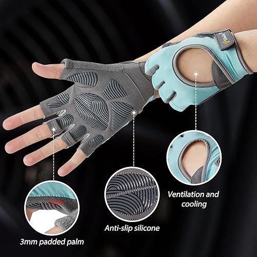 Miniatura 3 de Guantes de entrenamiento para mujeres y hombres, guantes ligeros de levantamiento de peso, transpirables, sin dedos, guantes de gimnasio, ejercicio,