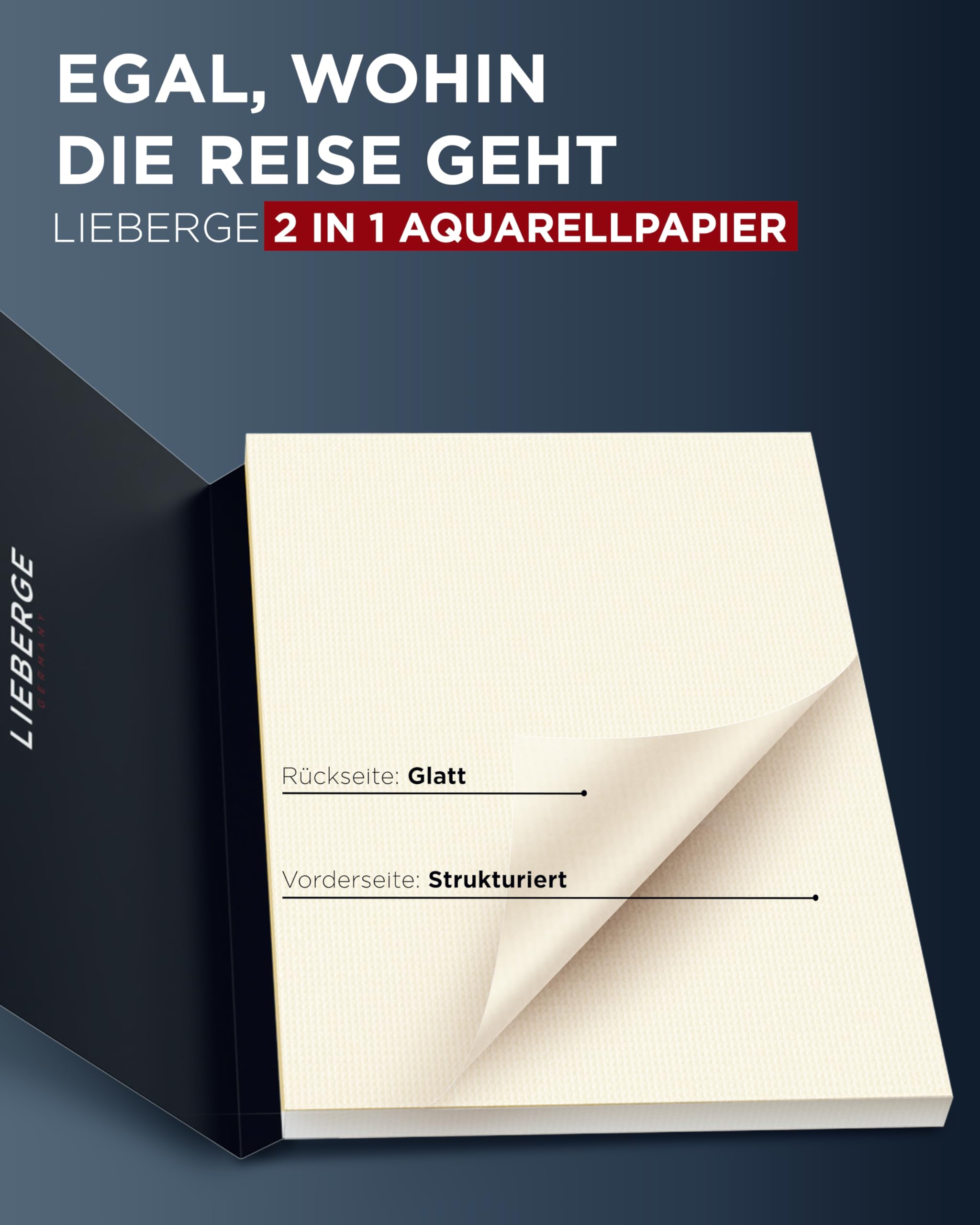 LIEBERGE Aquarell-Set: Aquarellpinsel 8er-Set + Aquarellpapier A4 | Kompletteinstieg ins Aquarellieren: 8 Aquarellpinsel aus Synthetik-Zobelhaar + Aquarellpapier A4 300g, 30 Blatt