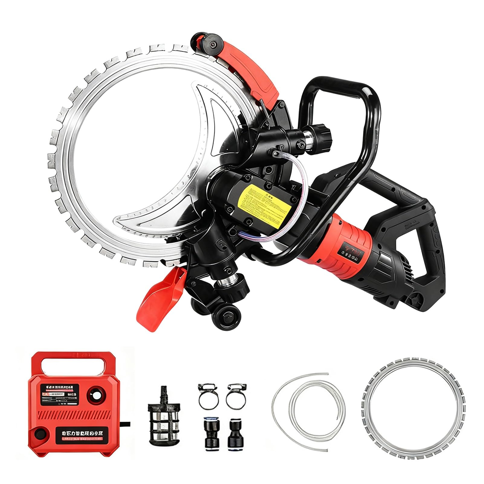 Sierra de corte de hormigón, sierra circular de hormigón, sierra circular eléctrica con refrigeración por agua y depuración de polvo, 9500W para mármol, ladrillos, piedras armadas(Brushless,1blade)