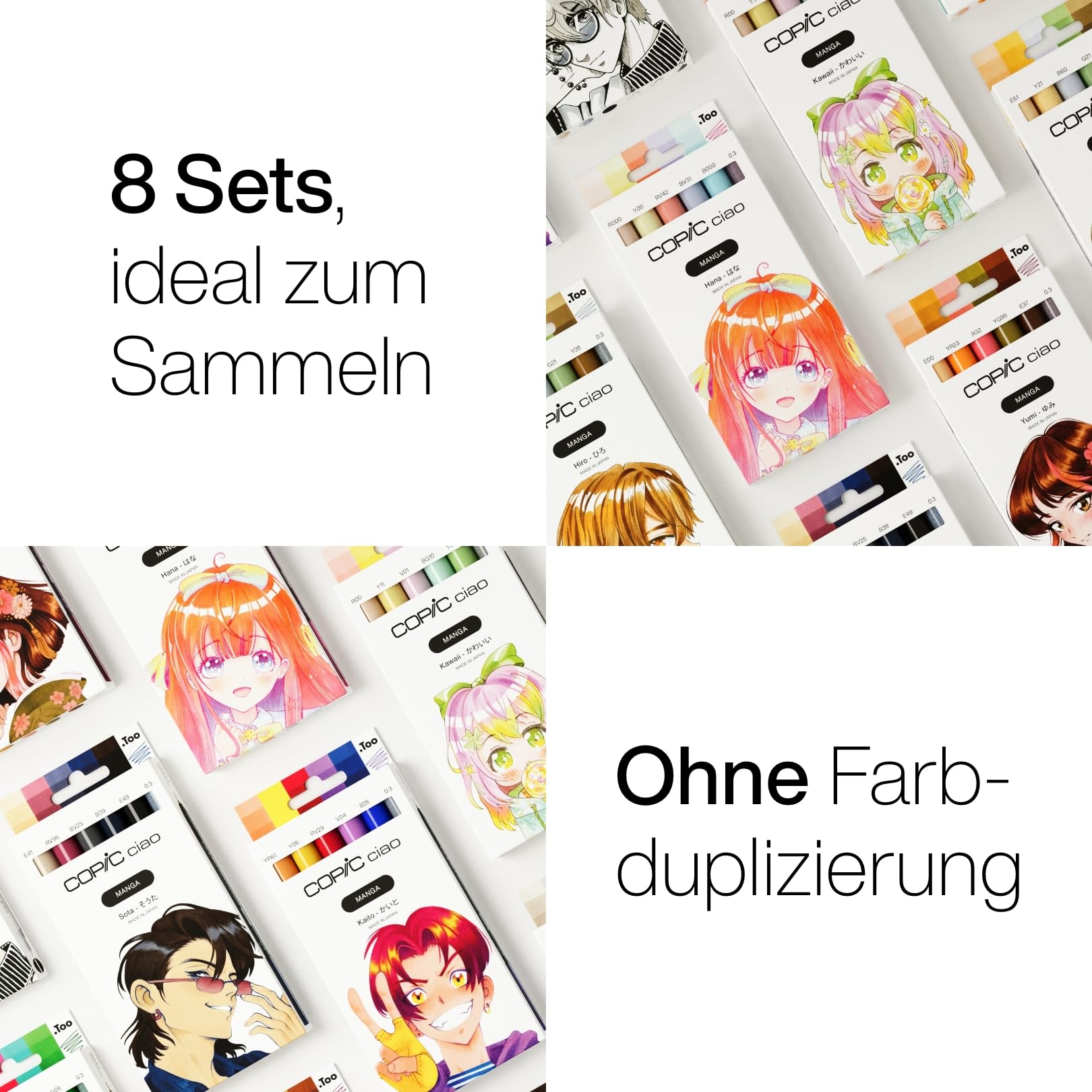 Copic Ciao MANGA Set Nami, Marker Set mit 5 leuchtenden Grün- und Blautönen inkl. 1 Multiliner 0,3 mm in Grün, Twin Marker mit einer mittelbreiten und einer Brush Spitze