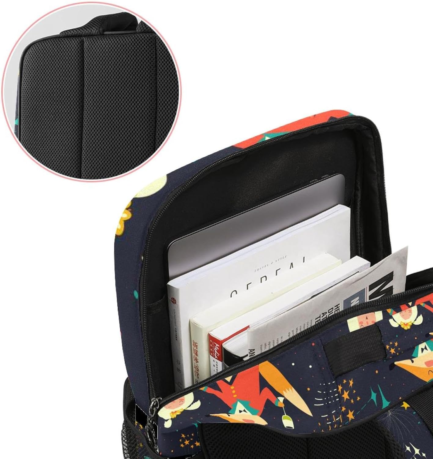 [suojapuku] 女性用の小さなバックパック、ミニ バックパック トラベル バッグ、漫画キツネの引用、女の子のためのブックバッ