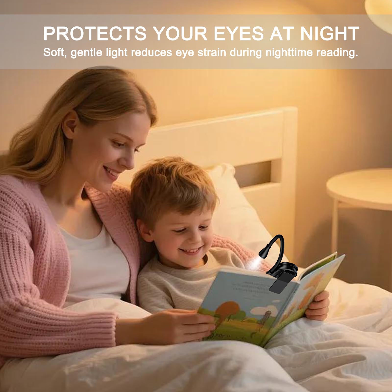 Luz de libro con clip, 3 temperaturas de color, luces de lectura de atenuación continua para libros en la cama con luz de lectura giratoria de 360° para viajes, niños y amantes de los libros