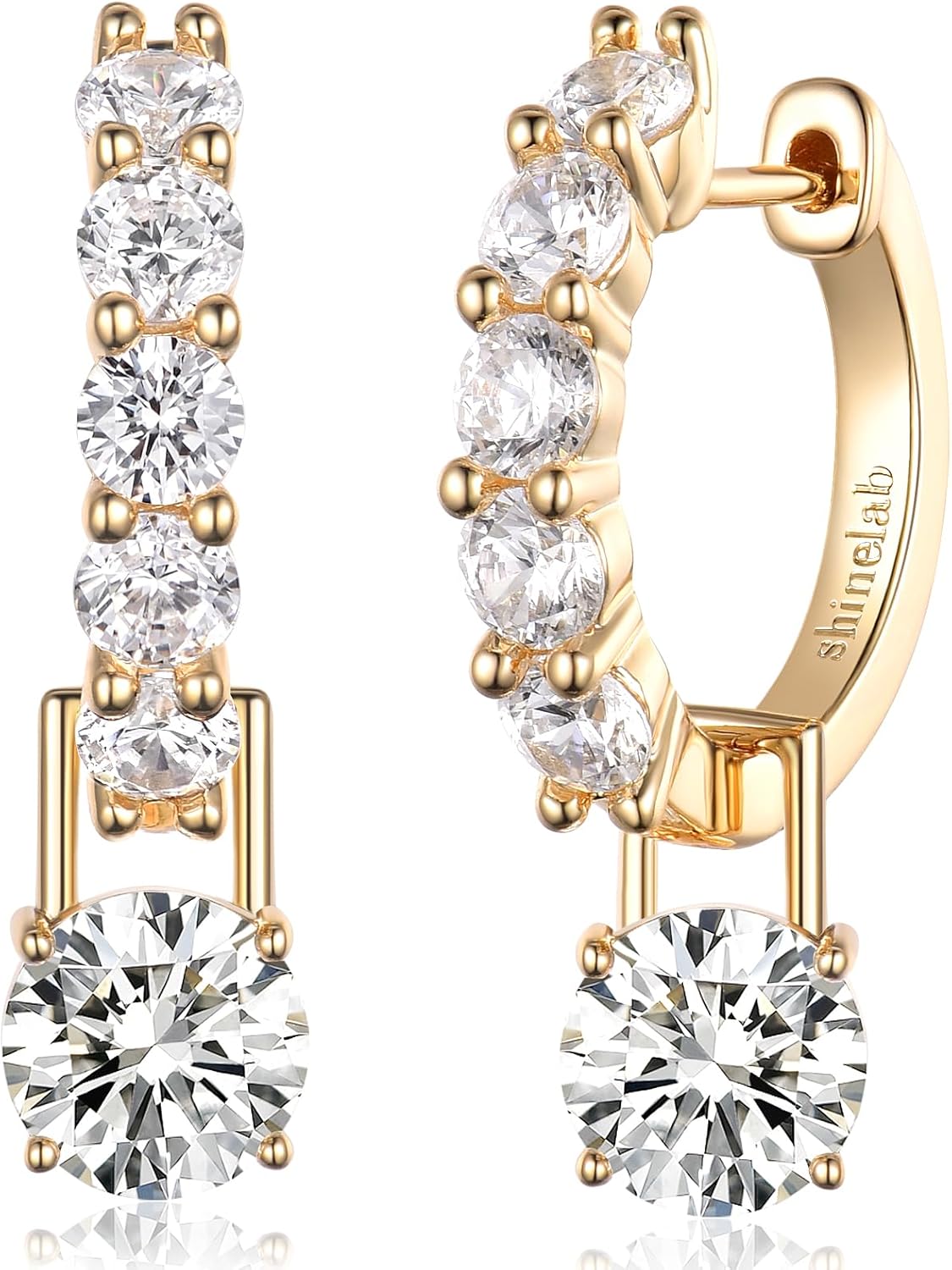 Gold-Plated Silver Plated Chunky Gold Hoop Earrings for Women Emeralds CZ Drop Dangle Earrings Studs Trendy Jewelry