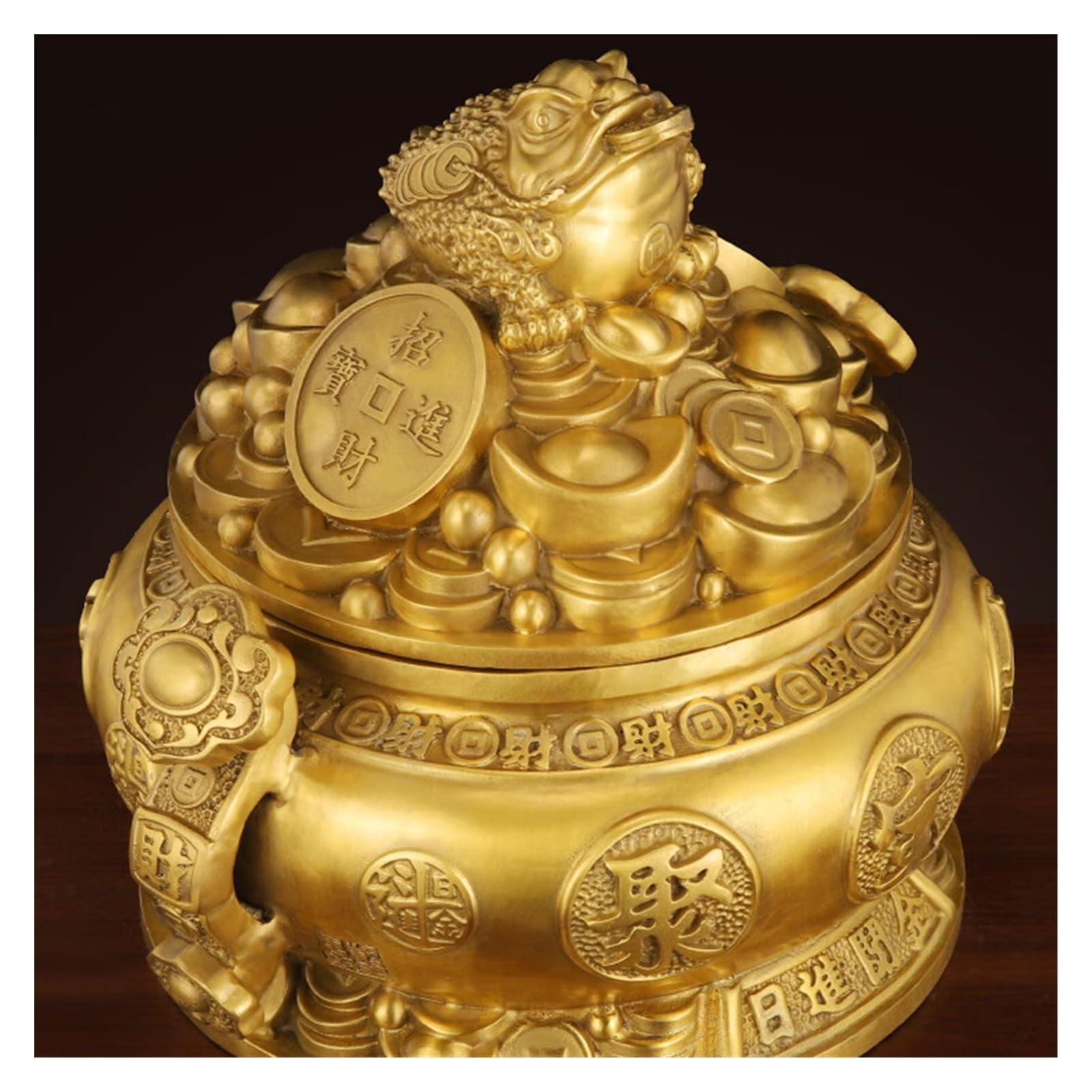 Statuen Ornament Feng Shui Geld-Glücksfrosch, chinesischer Glücksbringer for Wohlstand, Heimdekoration, Münzgeld, Glücksfrosch, chinesischer Glücksbringer for Wohlstand Feng Shui-Dekoration ( Size : S