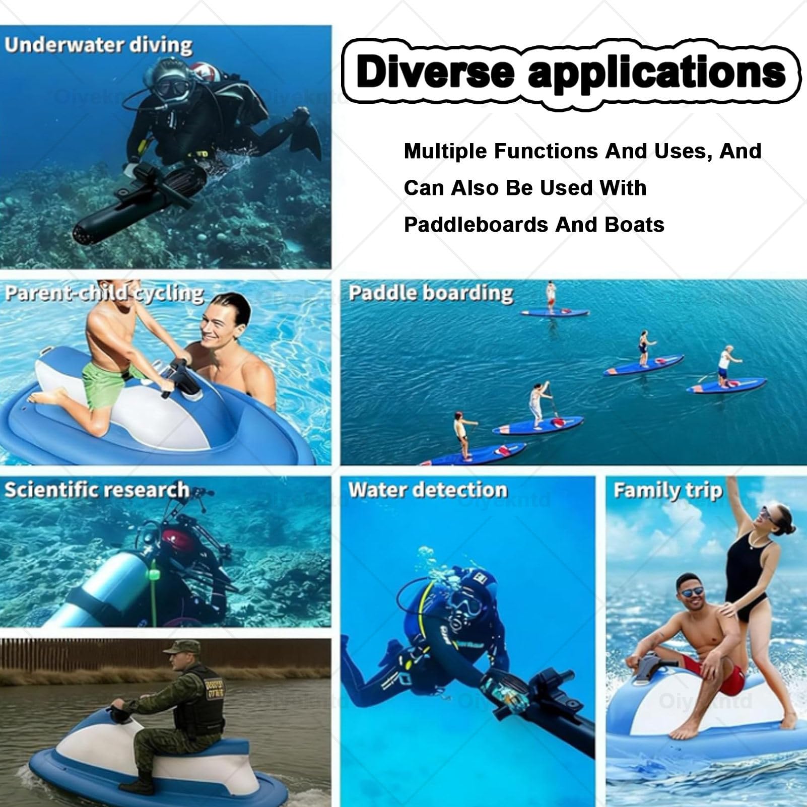 Bote Inflable eléctrico con Motor y batería Recargable; Motor portátil para Motos de Agua y Tablas de Sup (Apto para Adultos y niños); Ideal para Buceo, natación y Kayak 700W16Apro