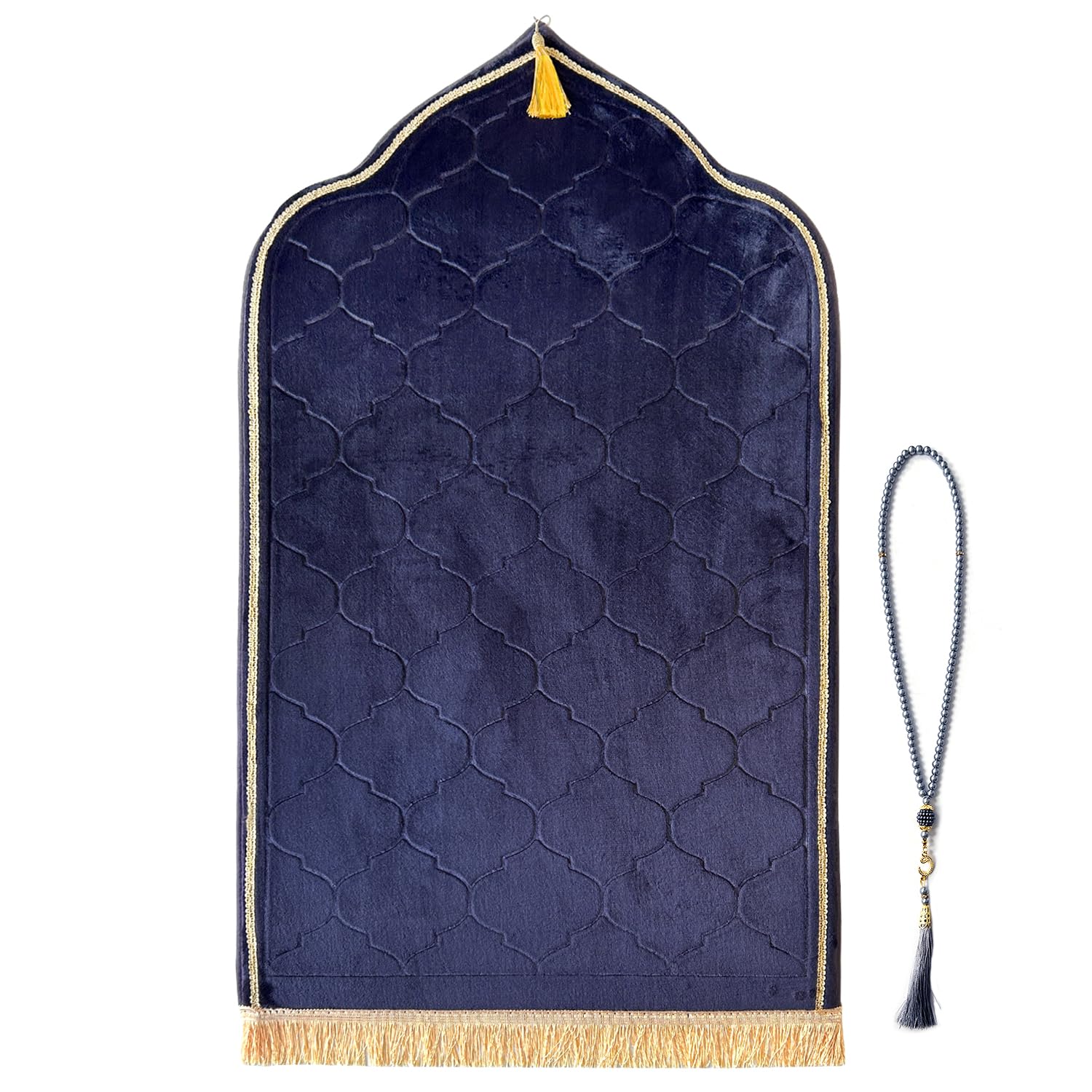 YumSur Prayer Mat Muslim Prayer Rugs with Prayer Beads Soft Flannel Islamic Prayer Mat Turkish Praying Carpet Large Size Area Rugs Ottoman Blankets Ramadan Gift for Men Women（Gray Purple）