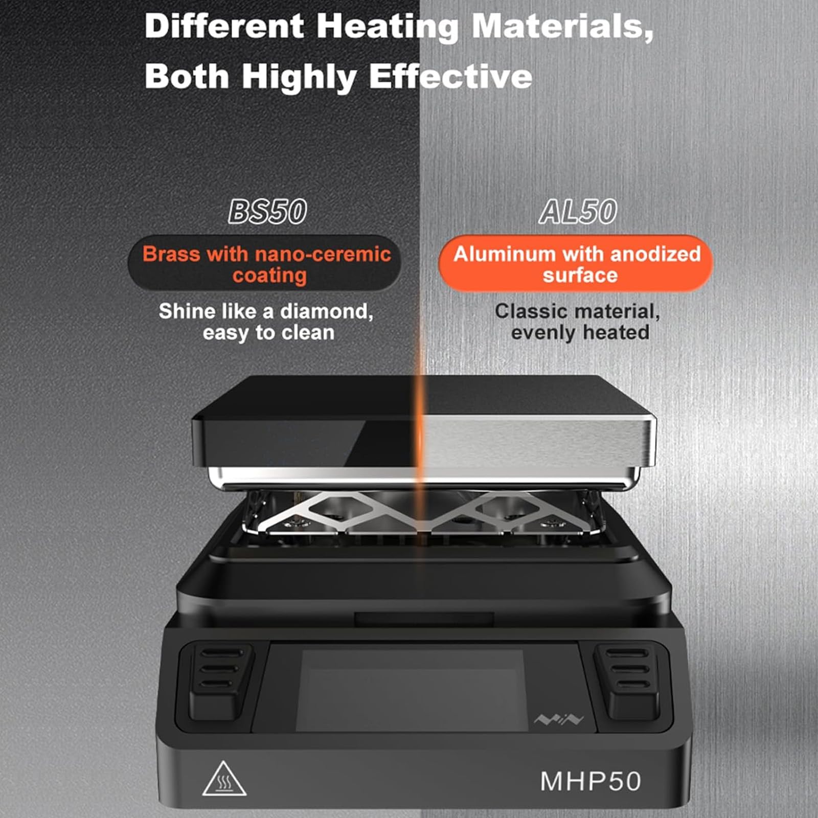 NVYAZJ Hot Plate Preheater Soldering Station, MHP50 Mini Portable Heater Platform, Smart Constant, 100-350°C, 50mm*50mm Heating Area, LCD Screen, Black