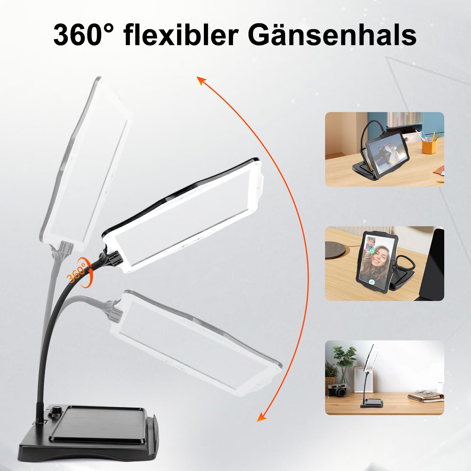 10X Lupe mit Licht und Ständer, 360° Flexible Schwanenhals Leselupe, 50 LED Helligkeit Einstellbare Abnehmbare Blendfreies Design Lupenleuchte zum Lesen, Reparaturen, Nähen, Handwerk