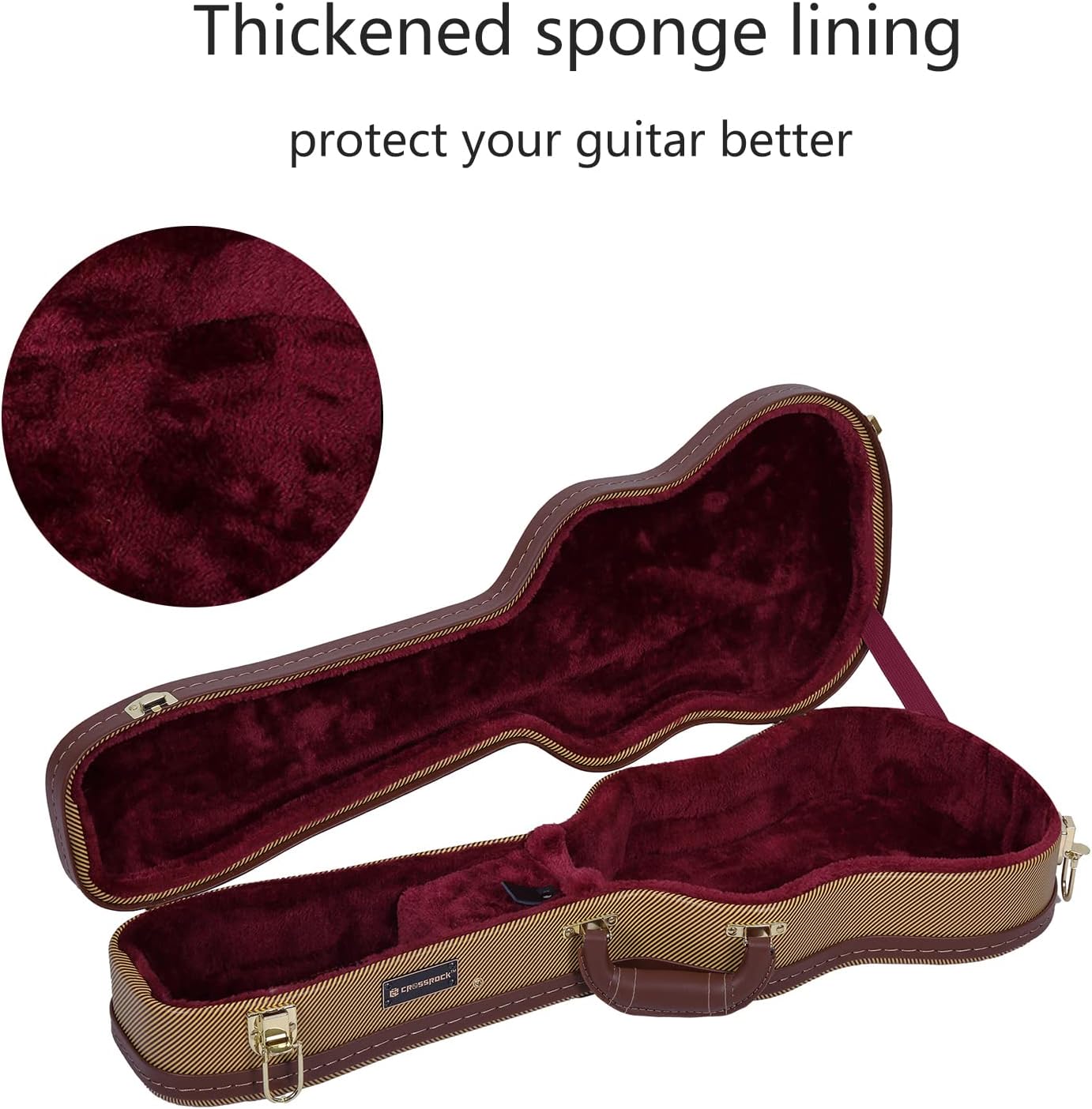Crossrock Hardshell Wood Case for Tenor Ukulele Case, Vinyl Tweed (CRW620TUTW)