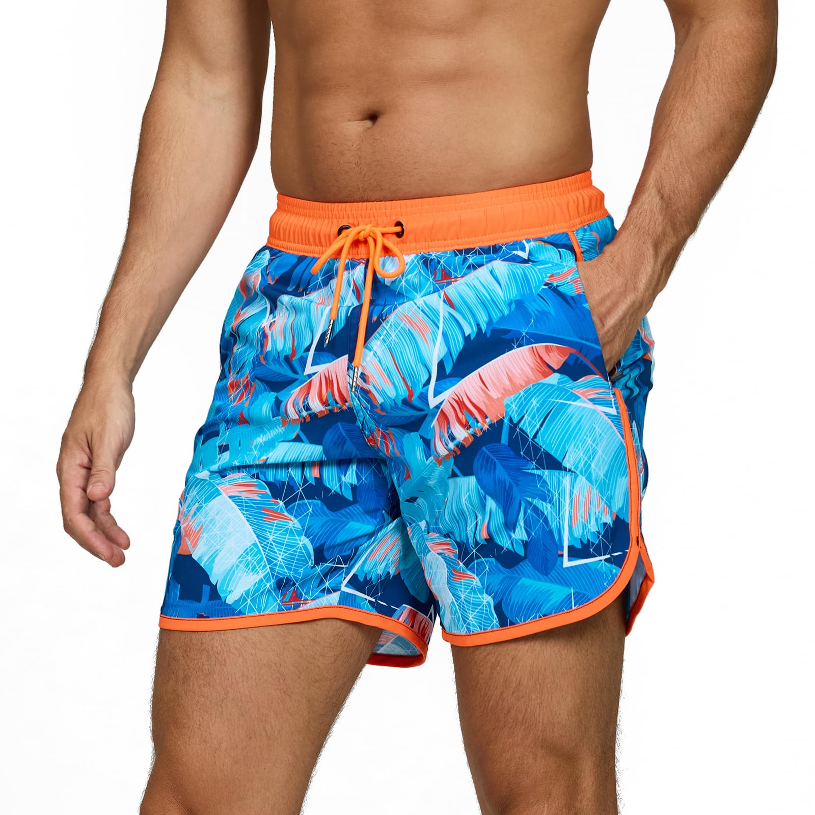 TMEOG Costume Uomo Mare Pantaloncini da Bagno Costumi da Piscina Surf Boxer Mare Costume da Spiaggia Bagno Vintage Pantaloncino Mare con Tasche e Coulisse