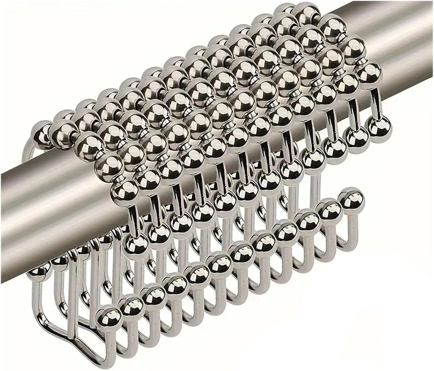 Rustproof Metal Shower Curtain Hook, Iron Double Hook Shower Curtain Ring, Curtain Hook, Bathroom Hardware Accessories(6pcs Silver)