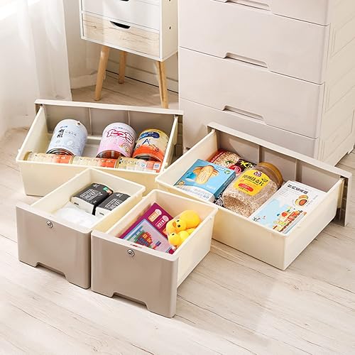 Miniatura 5 de Cómoda de cajones de plástico gabinete de almacenamiento con 6 cajones unidad organizadora carrito estable con ruedas gabinete de plástico