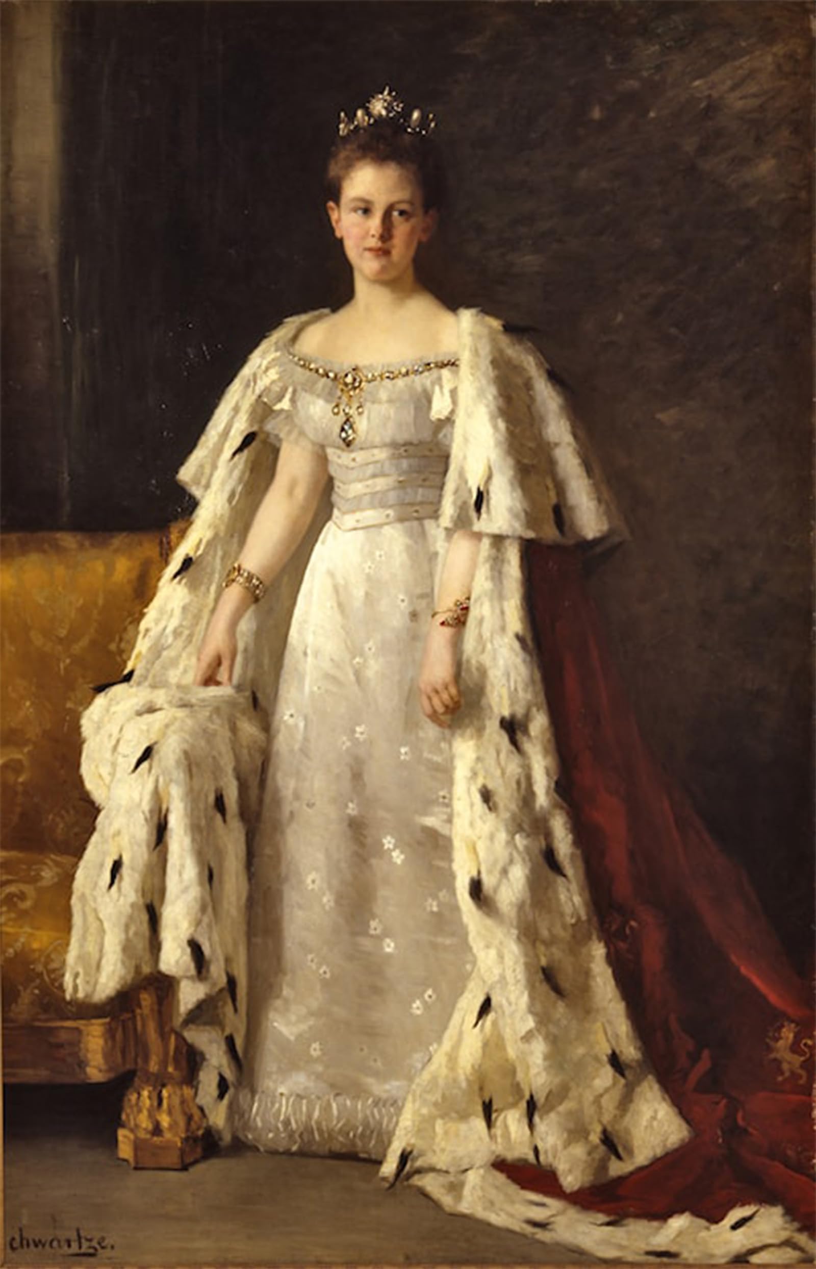 SERENDIPITP Vintage Wall Art Canvas Nordic Poster Canvas Print Picture Portrait of Queen Wilhelmina by Therese Schwartze Wall Art Poster for Home Decor 60x90cm