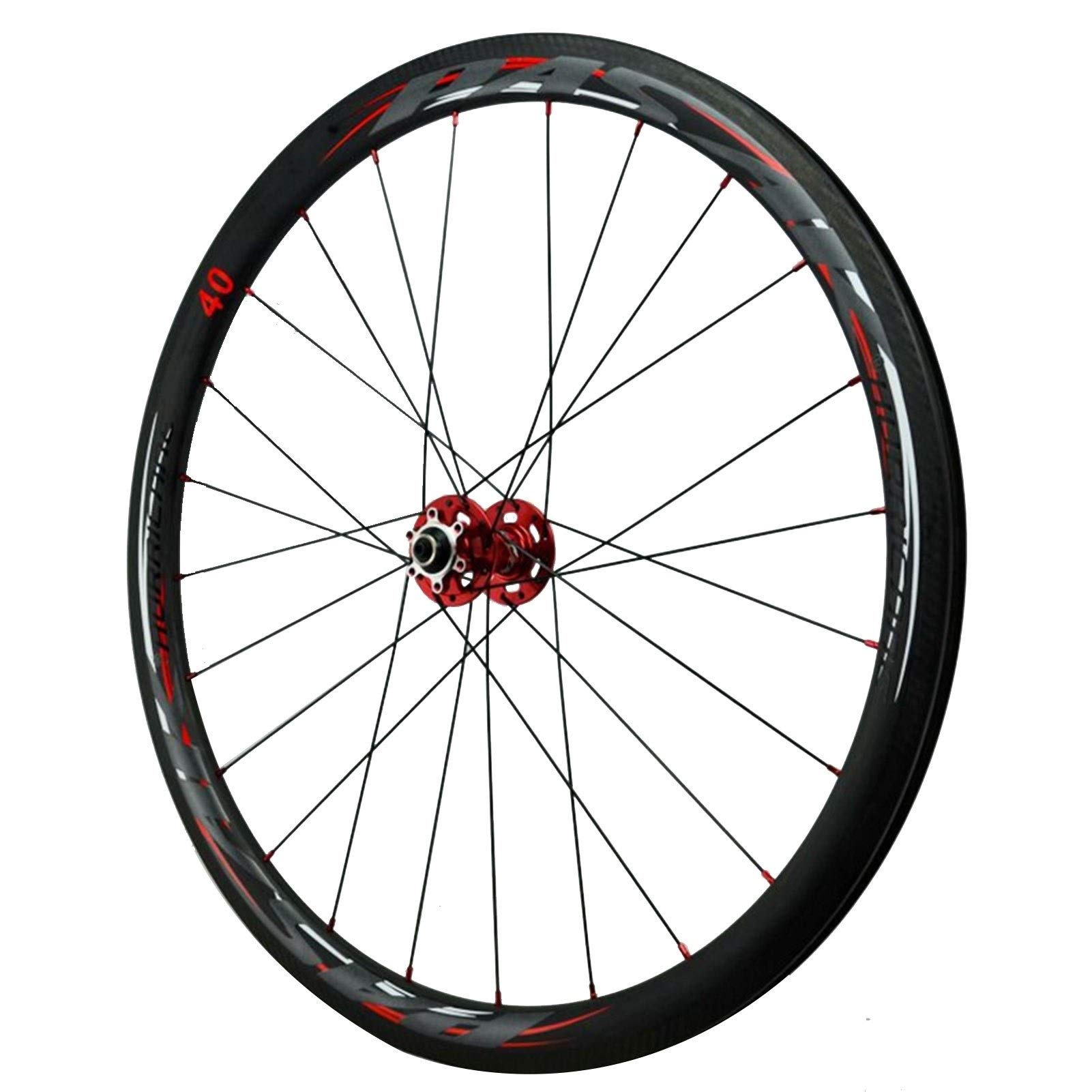 Paire De Roues Vélo Course 700C En Fibre De Carbone – Jante 40 Mm – Pour Freins à Disque