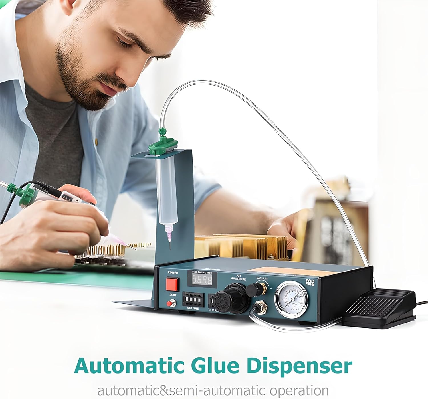 Automatic Glue Dispenser,Dispensing Controller,with 16 Precision Modes, for Electronics, LED, Semiconductors