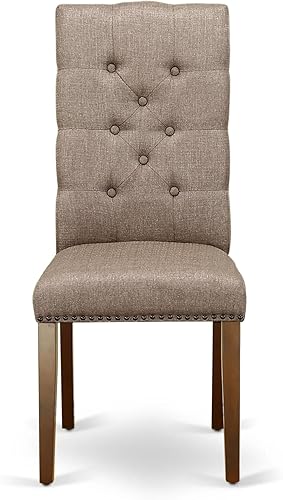 Miniatura 5 de East West Furniture ELP3T16 Parson - Juego de 2 sillas Parson, color marrón y beige