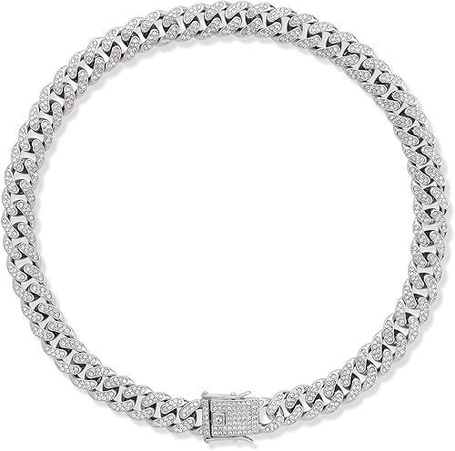 Collar cubano de cadena para perro con diseño de hebilla segura, collar de cristal cubano para mascotas, accesorios para perros pequeños, medianos y