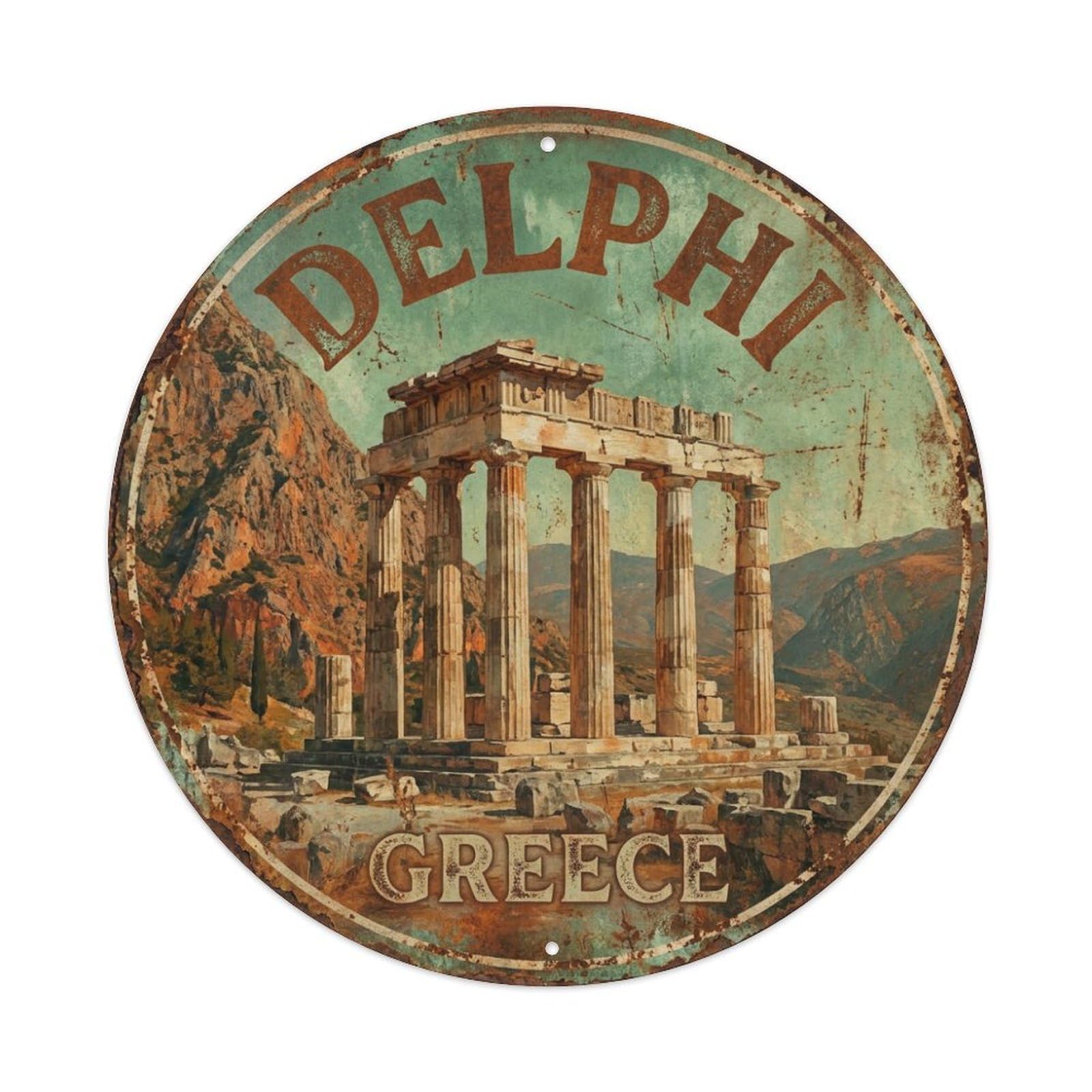 Galvaxio Style Vintage Travel Greece Delphi Metal Tin Sign