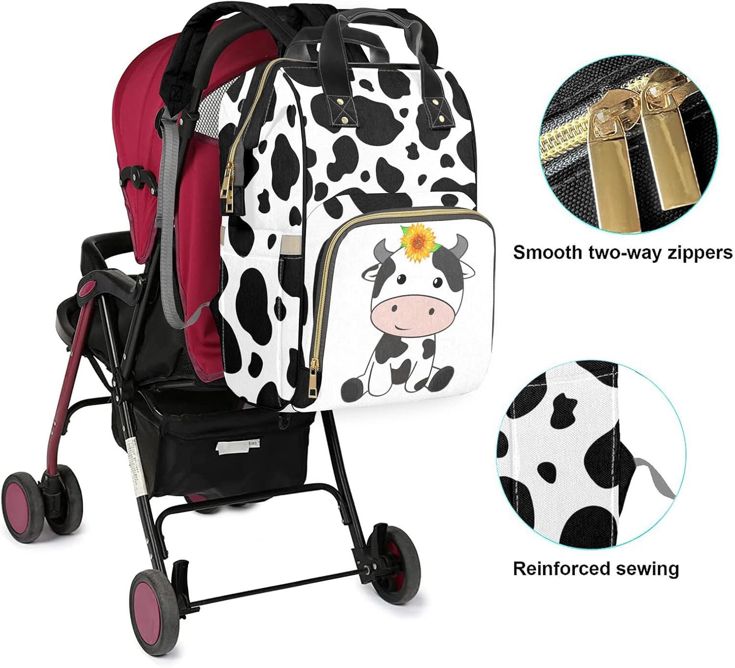 zaaprintblanket Custom Sunflowers Waterproof Diaper Bag Backpack with Name Personalized Baby Nappy Bags for Women Mommy Girl Gift